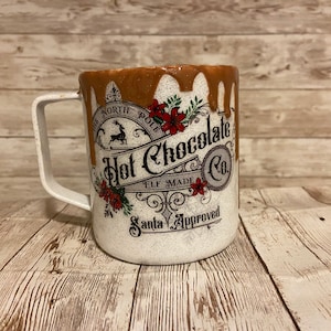 Christmas North Pole Hot Cocoa Mug/Tumbler/Hot Chocolate custom tumbler/glitter tumbler/Reindeer Hot Chocolate/Christmas tumbler/