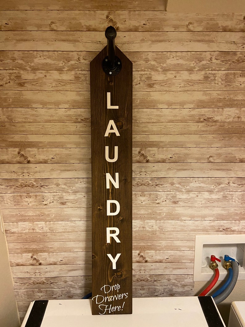 Laundry Pipe Sign Drop Drawers Hangers Clothes Room Vinyl Etsy UK