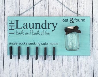 Laundry Sign coin socks solemates coins mason jar washer dryer room loads fun coin holder mud room change dollar dollars money wood pallet