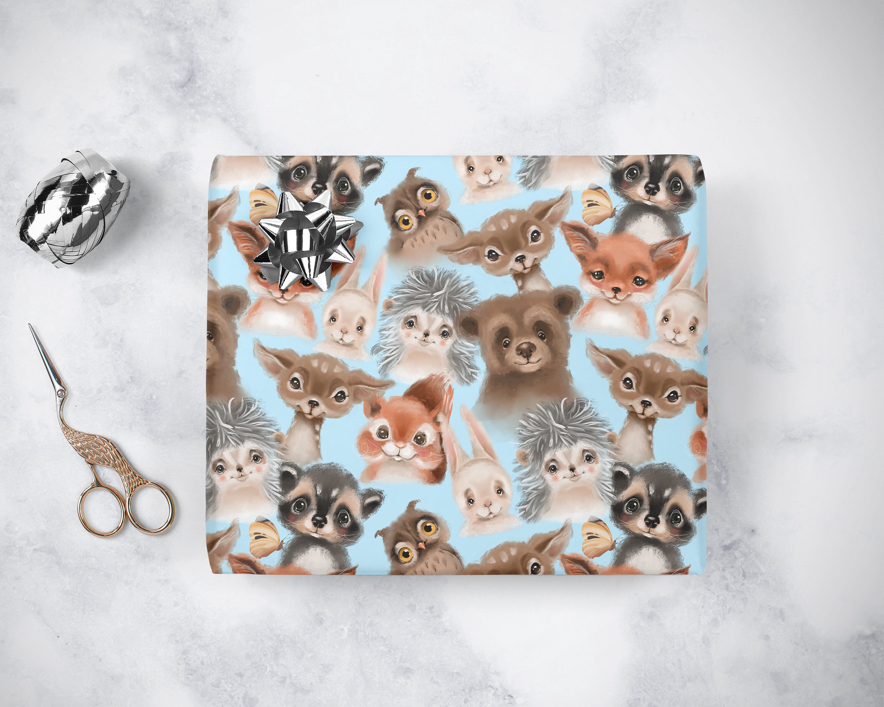 Woodland Baby Forest Animals WRAPPING PAPER with Fox Owl Etsy