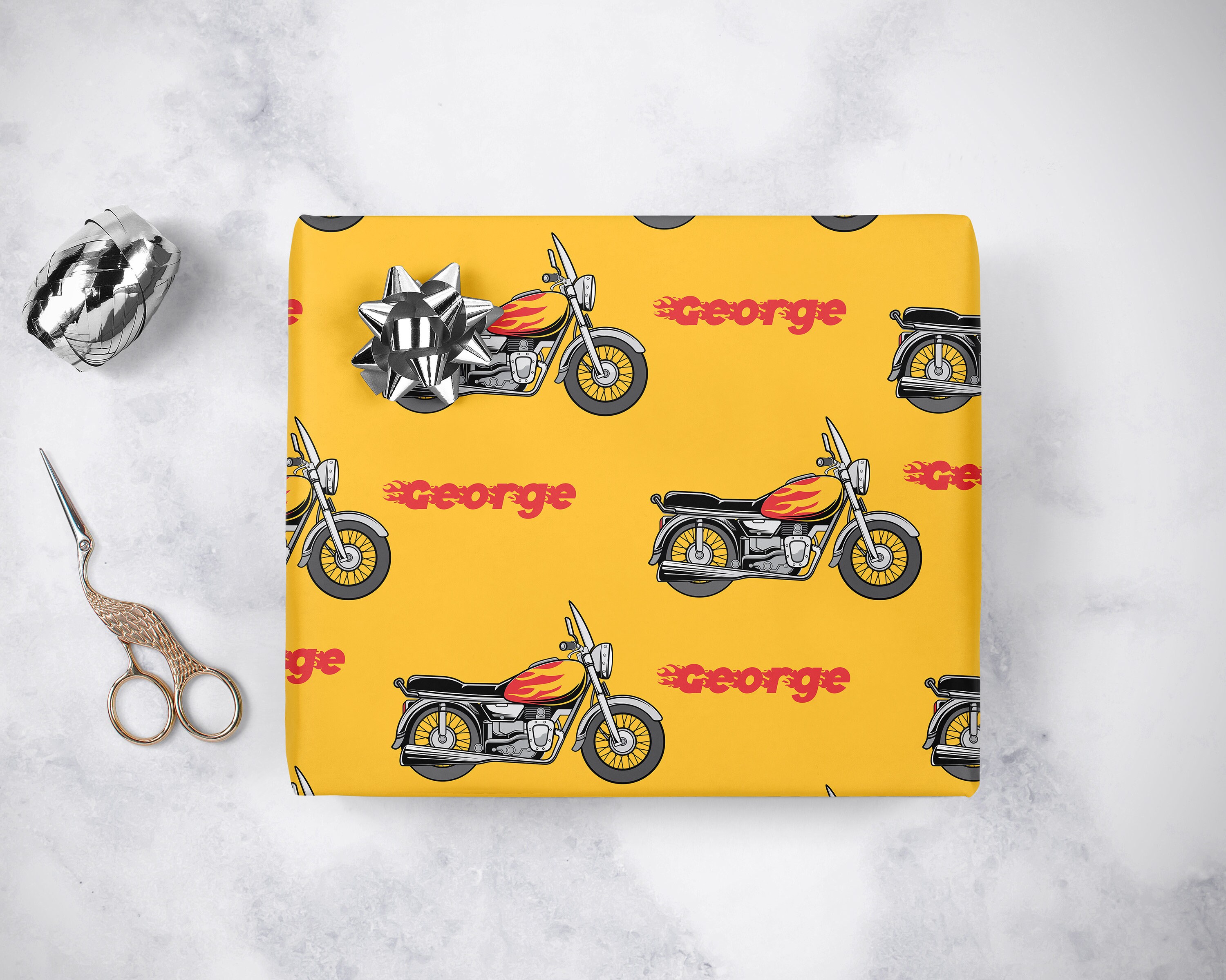 Flaming Motorcycle Wrapping Paper atelieryuwa.ciao.jp
