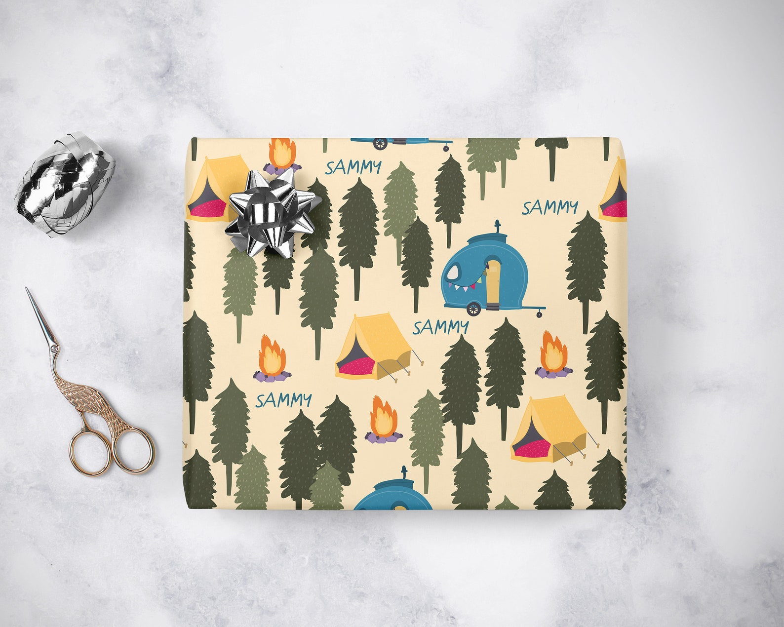 Personalized Camping WRAPPING PAPER Camping Birthday Party Etsy