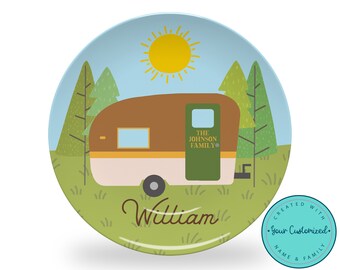 Personalized Camper Plate & Bowl Set, Camping Gifts, Dishes, Personalized Plate, Kids Dinnerware Set, Dish Set, Dinnerware Set, Camper Decor