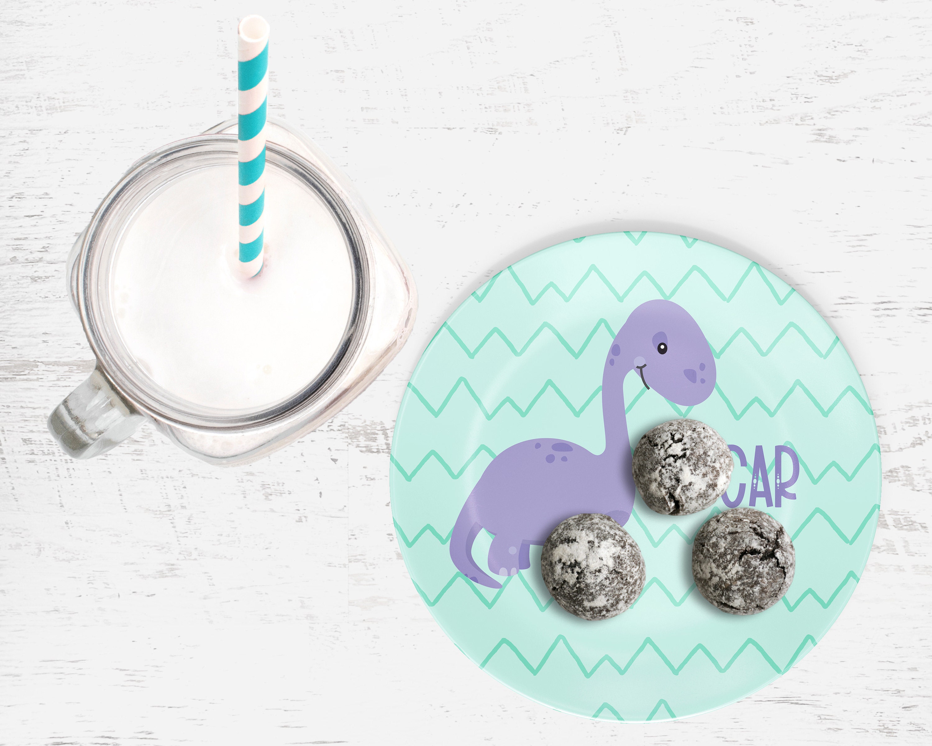 Personalized Dinosaur Plate & Bowl Set Baby Dish Set Etsy