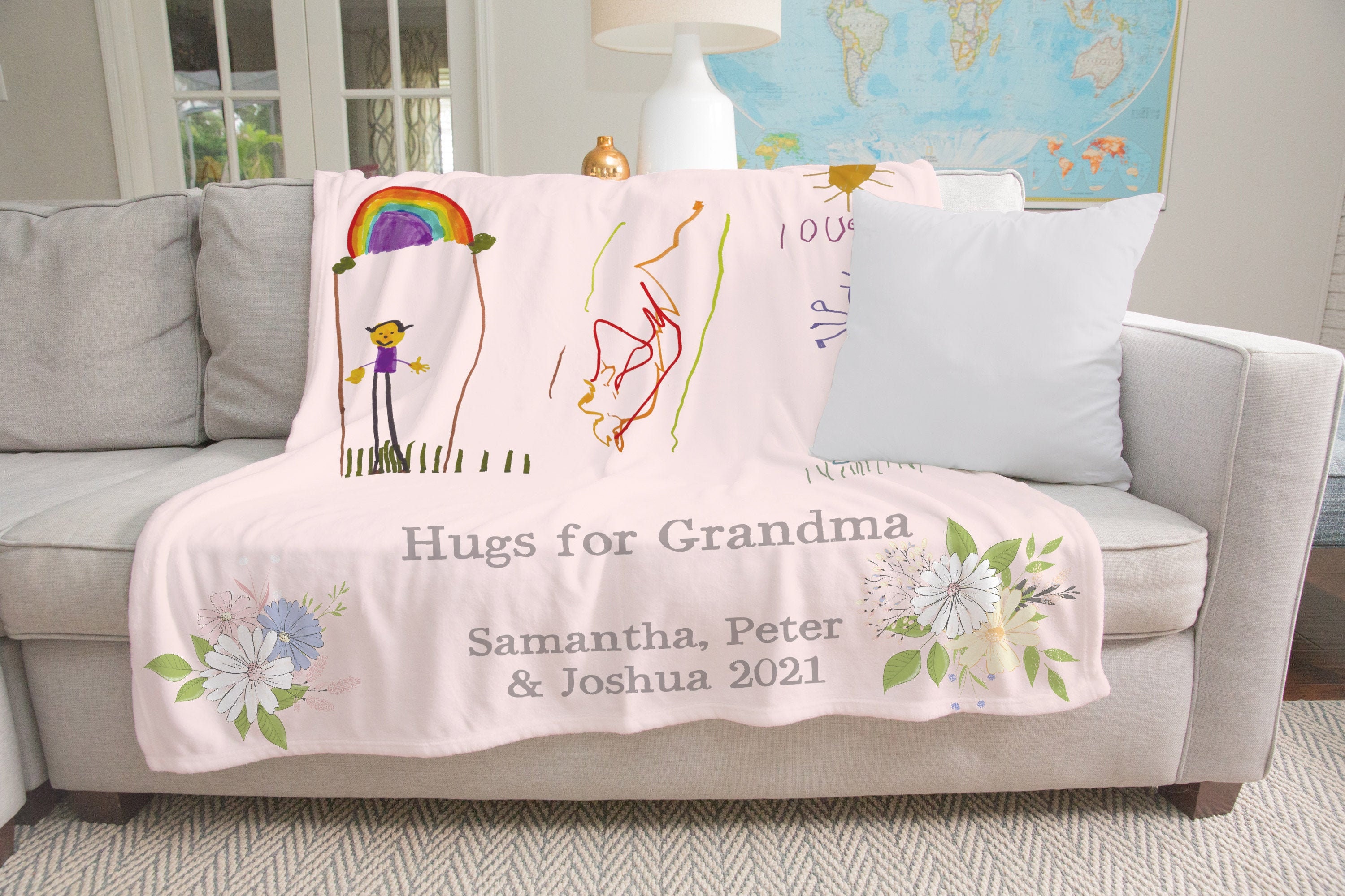 Personalized Blanket for Grandma Grandma Gift Mothers Day Etsy