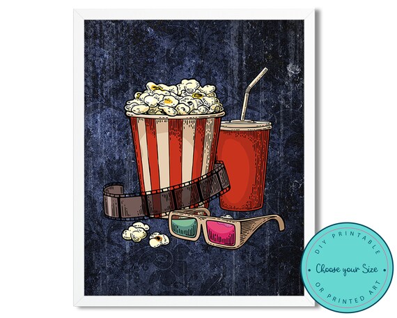 Vintage Style Movie Theater Poster Printable Wall Art Or Etsy
