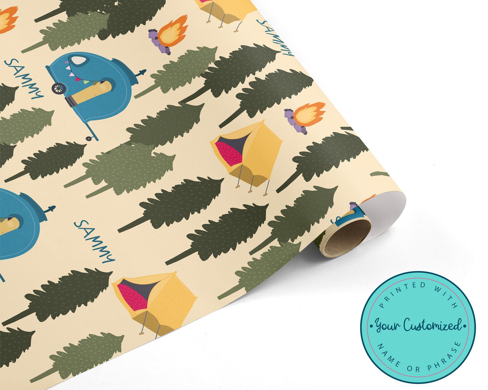 Personalized Camping WRAPPING PAPER Camping Birthday Party Etsy
