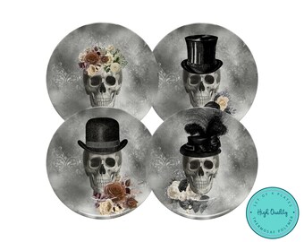 Floral Skull Plate Set - Halloween Decor, Skull Decor, Gothic Home Decor, Dinnerware, Halloween Party Decorations, ThermoSaf®, Gothic Decor