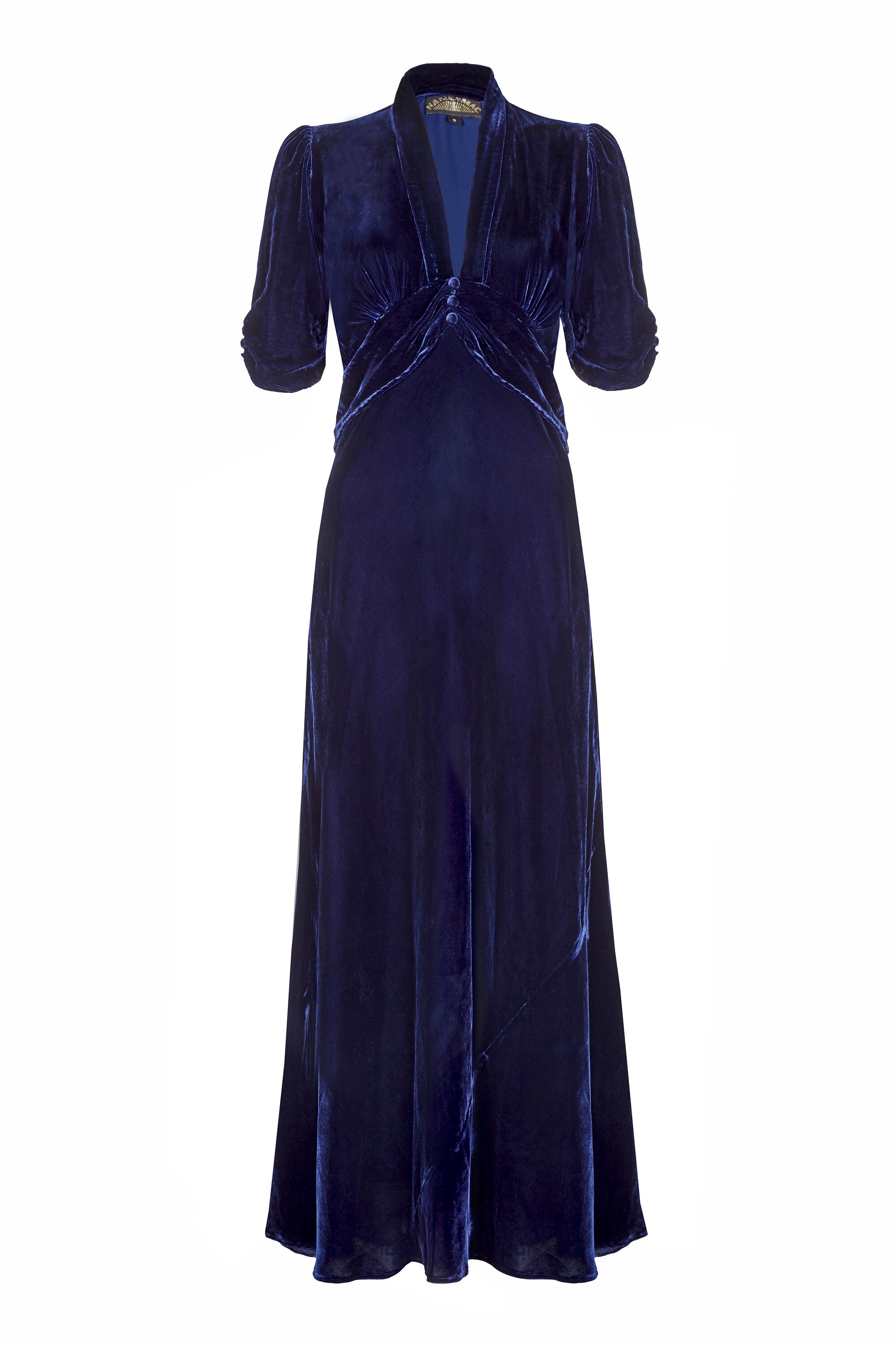 1940's Midnight Blue Vintage Style Silk Velvet Maxi Dress - Etsy UK