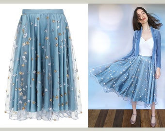 Stevie skirt in star embroidered tulle