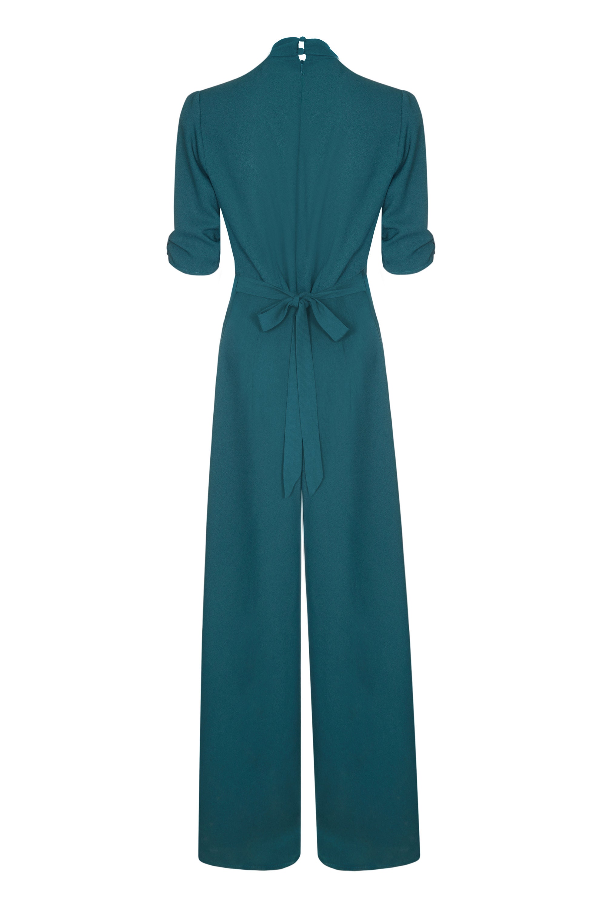 Vintage style jumpsuit in emerald crepe with flattering | Etsy
