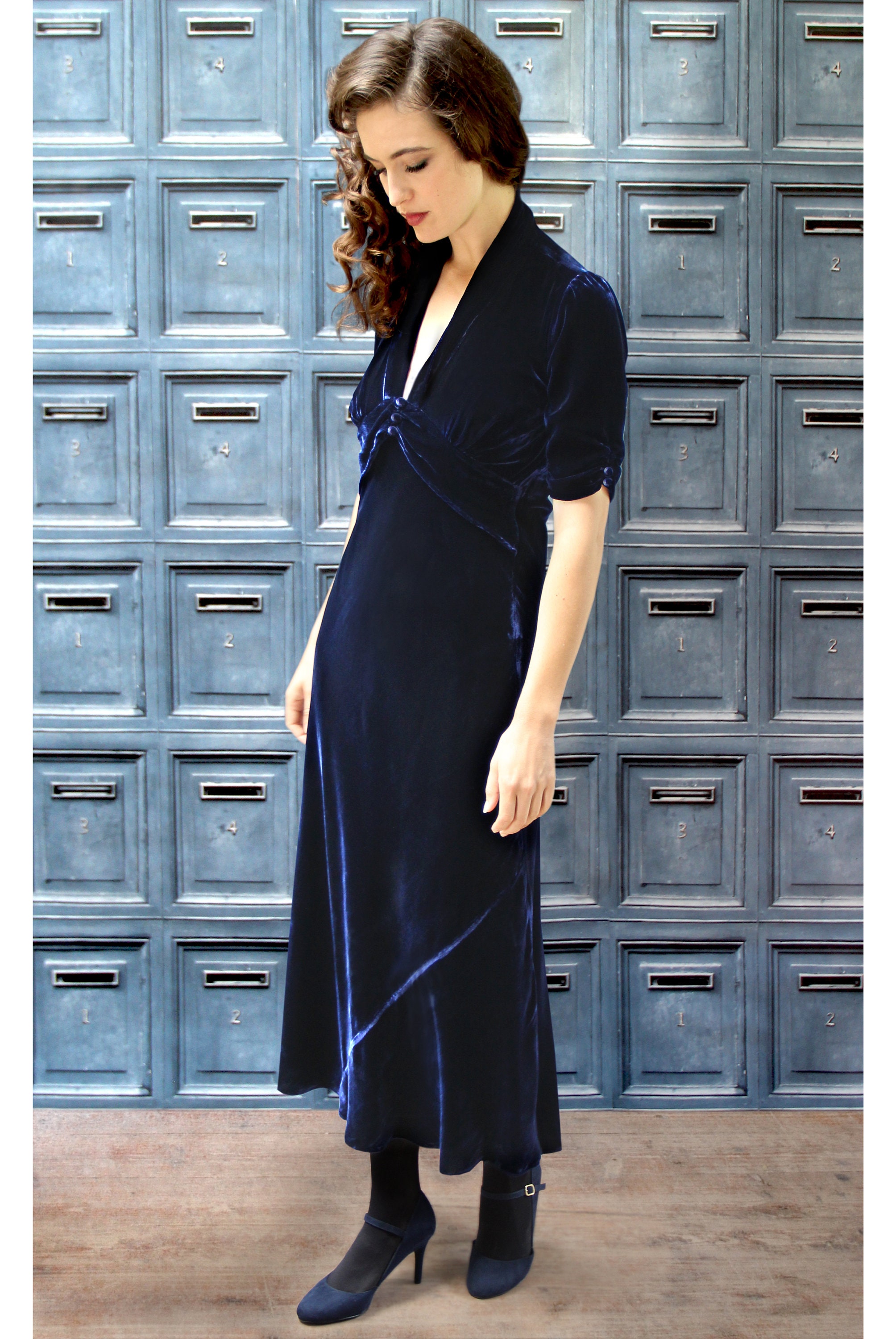 vintage＊Navy velours dress