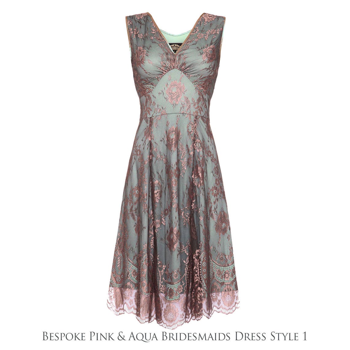 Bespoke Vintage Style Bridesmaid Dresses in Pink and Aqua Lace - Etsy