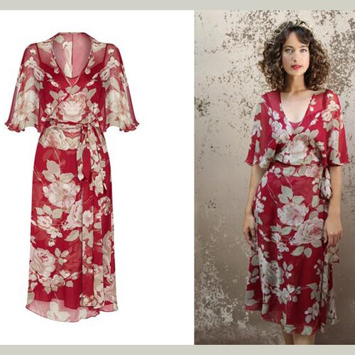 Vintage Style Silk Wrap Dress Etsy