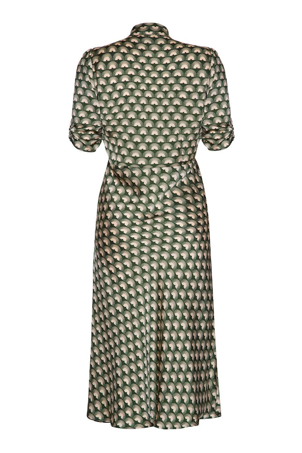 1940s Style Midi Dress in Retro Malachite Green Fan Print - Etsy