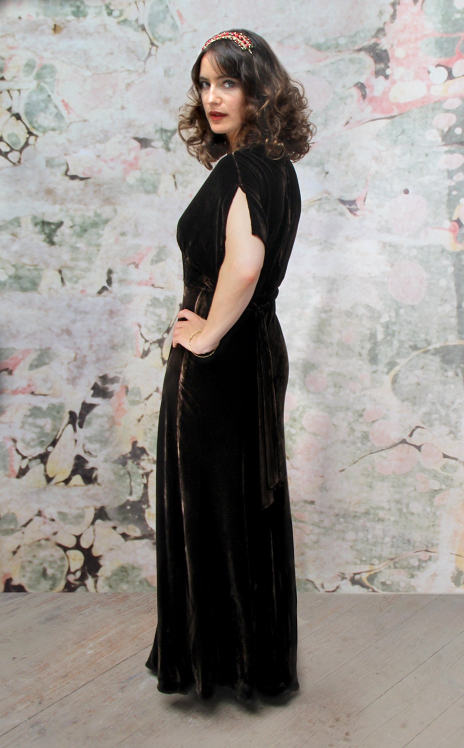 Glamorous Vintage Style Silk Velvet Maxi Dress - Etsy UK