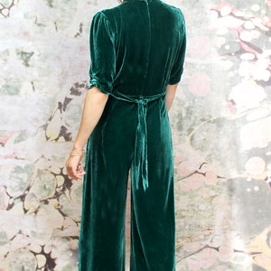 Vintage Style Silk Velvet Jumpsuit in Peacock - Etsy UK