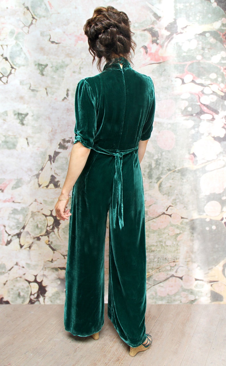 Vintage Style Silk Velvet Jumpsuit in Peacock - Etsy