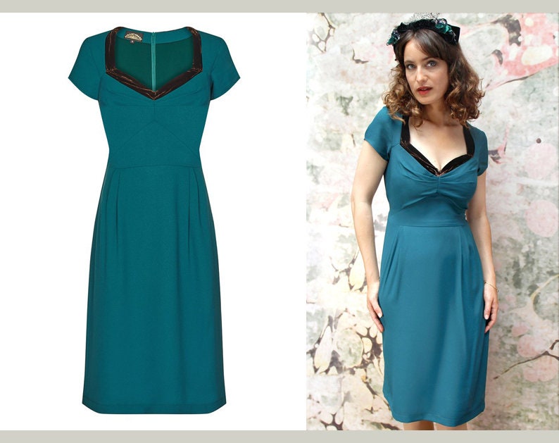 Image of Corina Day Dress in Emerald Crepe