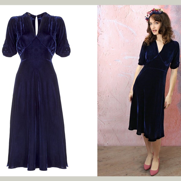 Blue Velvet Dress Etsy