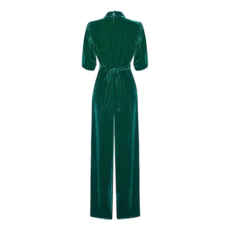 Vintage Style Silk Velvet Jumpsuit in Peacock - Etsy UK