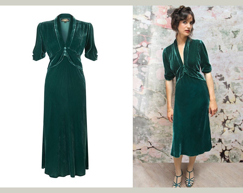 Image of Beautiful S Vintage Style Silk Velvet Midi Dress