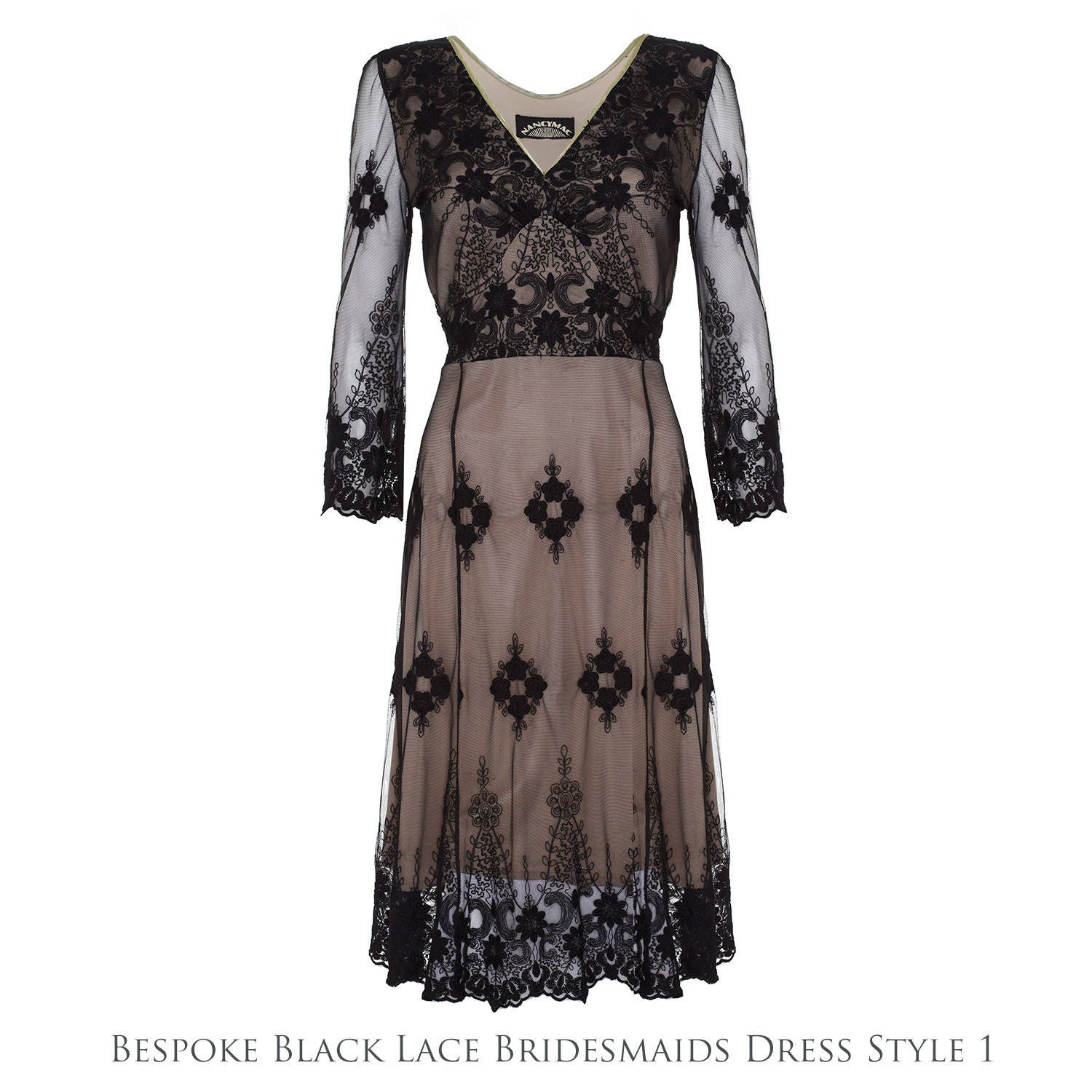 Bespoke Vintage Style Bridesmaid Dresses in Black Lace With a - Etsy