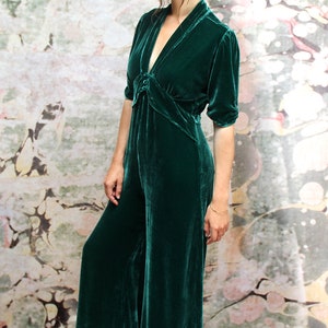 Vintage Style Silk Velvet Jumpsuit in Peacock - Etsy UK