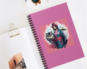 Spirit of the Wolf Kimono Girl Spiral Notebook - Ruled Line