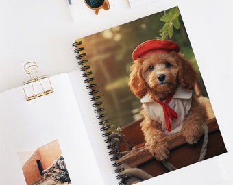 Ahoy! Its time to ride the fun summer waves with your first mate Poodle Puff! Spiral Notebook - Ruled Line