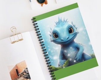 Blue Water Dragon Love Spiral Notebook - Ruled Line