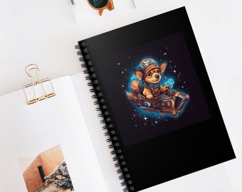 Exploring Space Rocket Dog Style! Spiral Notebook - Ruled Line