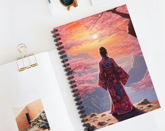 Sunset Kimono Spiral Notebook - Ruled Line