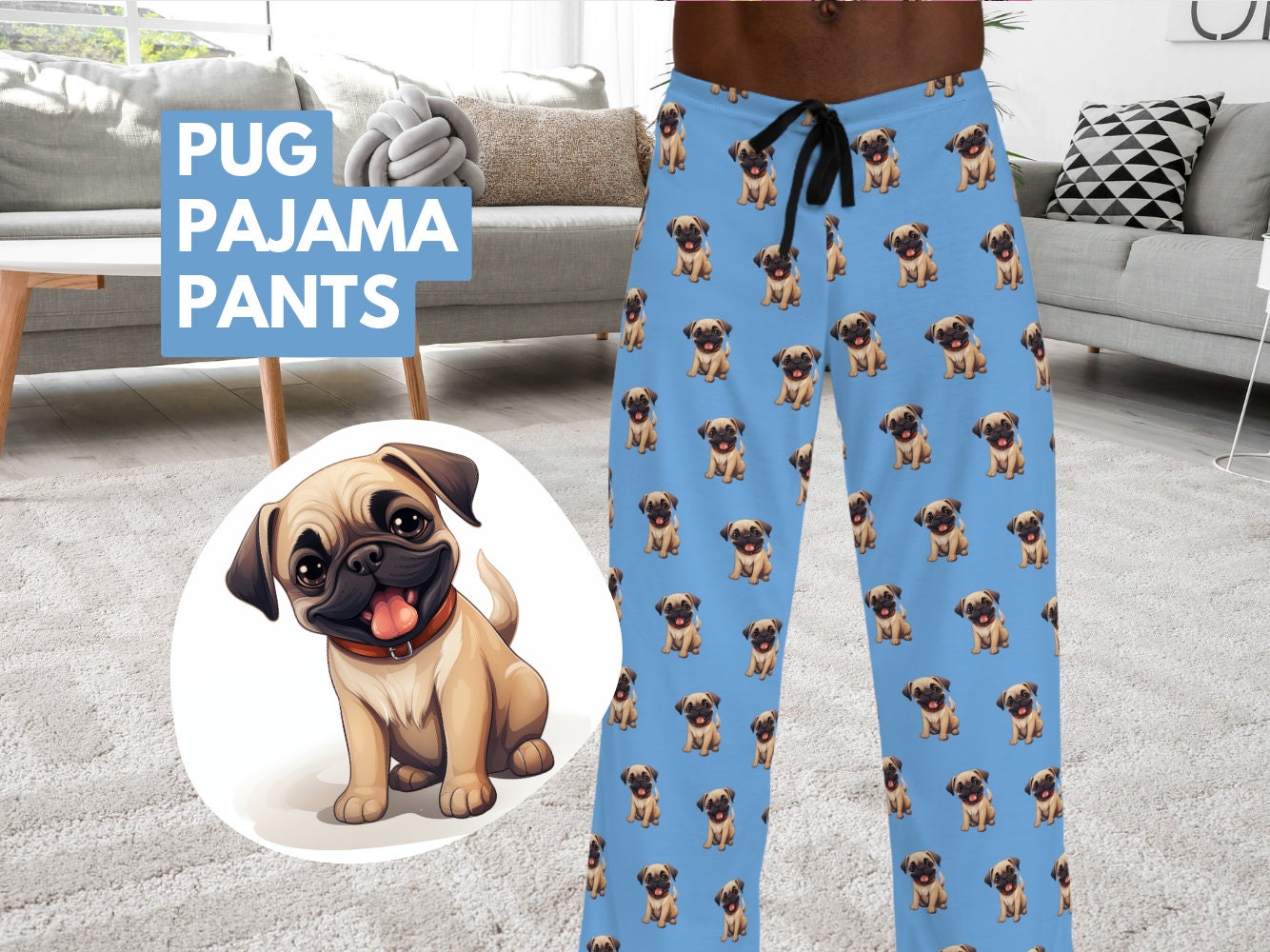 Customized Pug Pjs Pajama Pants Gift for Pug Dog Fans Gift for Her Gift for Him Pajamas for Mom and Dad Drawstring and Elastic Waist Etsy UK