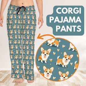 Cute Corgi Pajama Pants, Corgi Gifts Sleepwear for Corgi Mom, Dog Owner Gift, Custom PJs, Makes a Great Gift for International Corgi Day