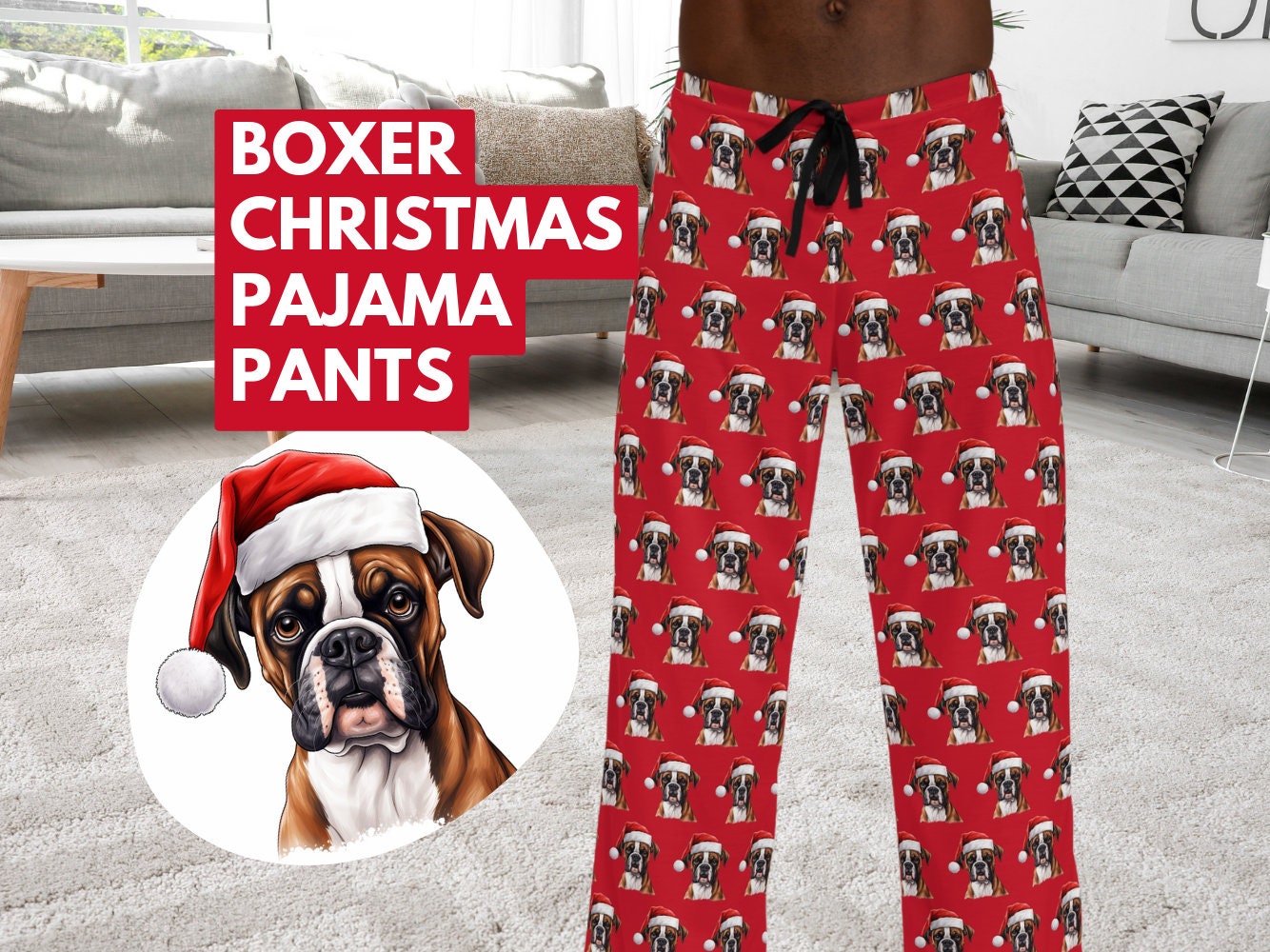 Boxer dog pajama pants hotsell