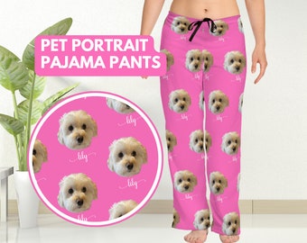 Personalized Dog Face Pajama Pants Customized with your Pet Portrait Dog/Cat/ Or Any Pet, Unique Gift for Mom, Dad, Teen, Family Pajamas