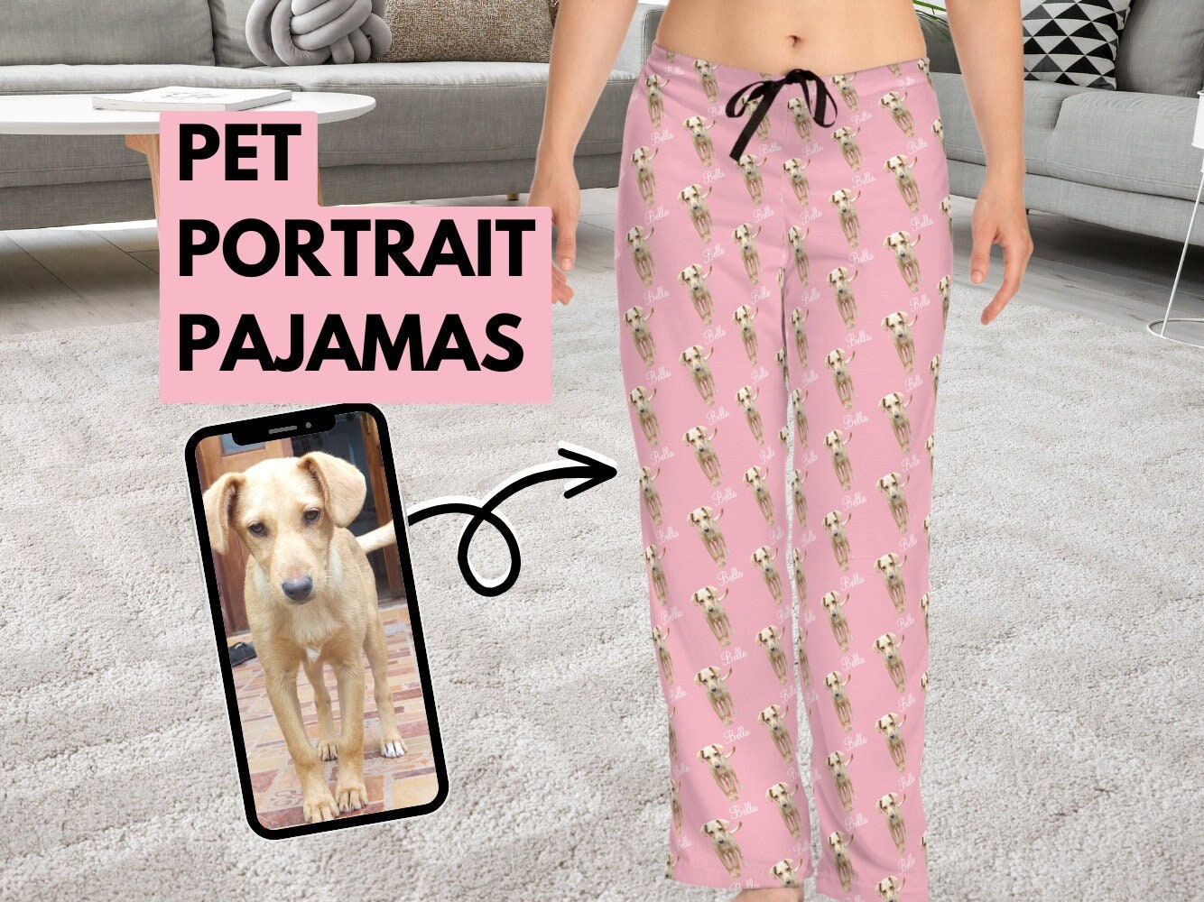 Dog Face Christmas Pajama Pants Funny Add Your Dog's Photo to