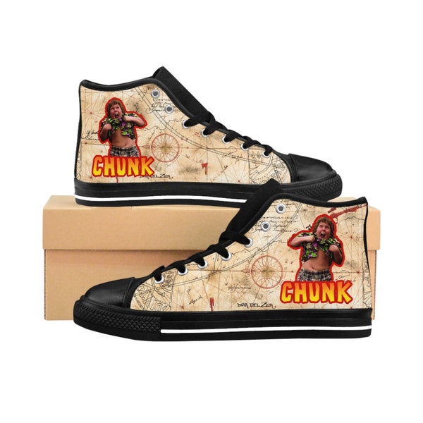 The Goonies CHUNK Men's High-top Sneakers - Goonies Shoes - Chunk Canvas Sneakers - One Eyed Willy's Treasure Map Shoes