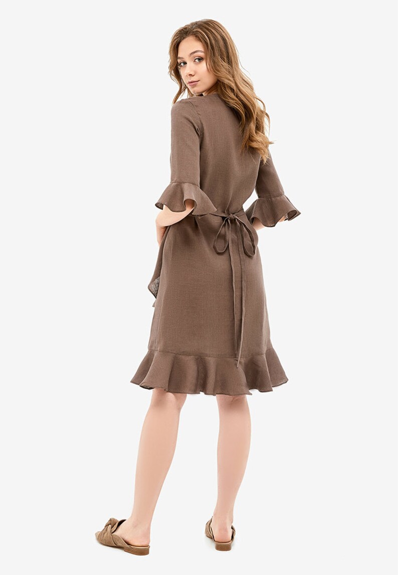 Brown Linen Robe with Ruffles/ Linen Robe Women/ Linen Etsy