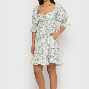 Floral Linen Dress / Linen Women's Clothing image 3