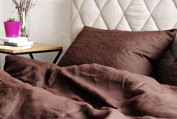 Brown Linen Duvet Cover Washed Linen Bedding Linen Bed Etsy