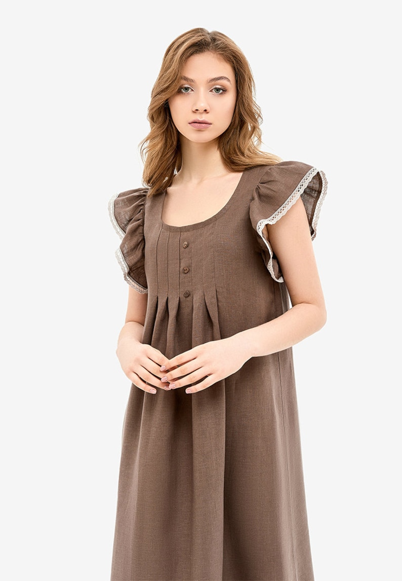 Linen Nightgown Brown Linen Slip Dress Linen Night Dress Etsy