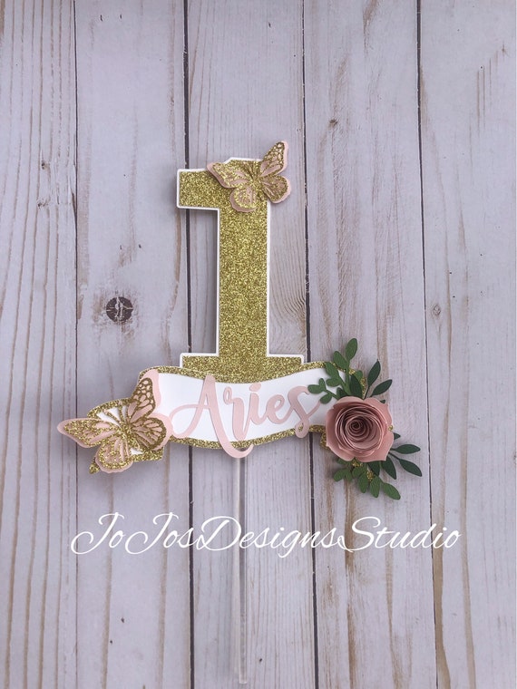 Butterfly cake topper, butterfly floral banner, 1st birthday butterfly theme, butterfly cake topper, butterfly decor Il_570xn