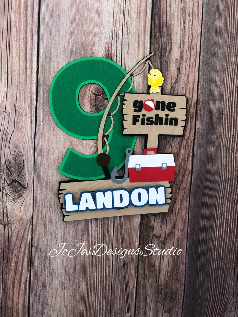Download Party Supplies Fishing Cake Topper Gone Fishing Birthday Party Ofishally One Cake Topper Fishing Birthday Paper Party Supplies