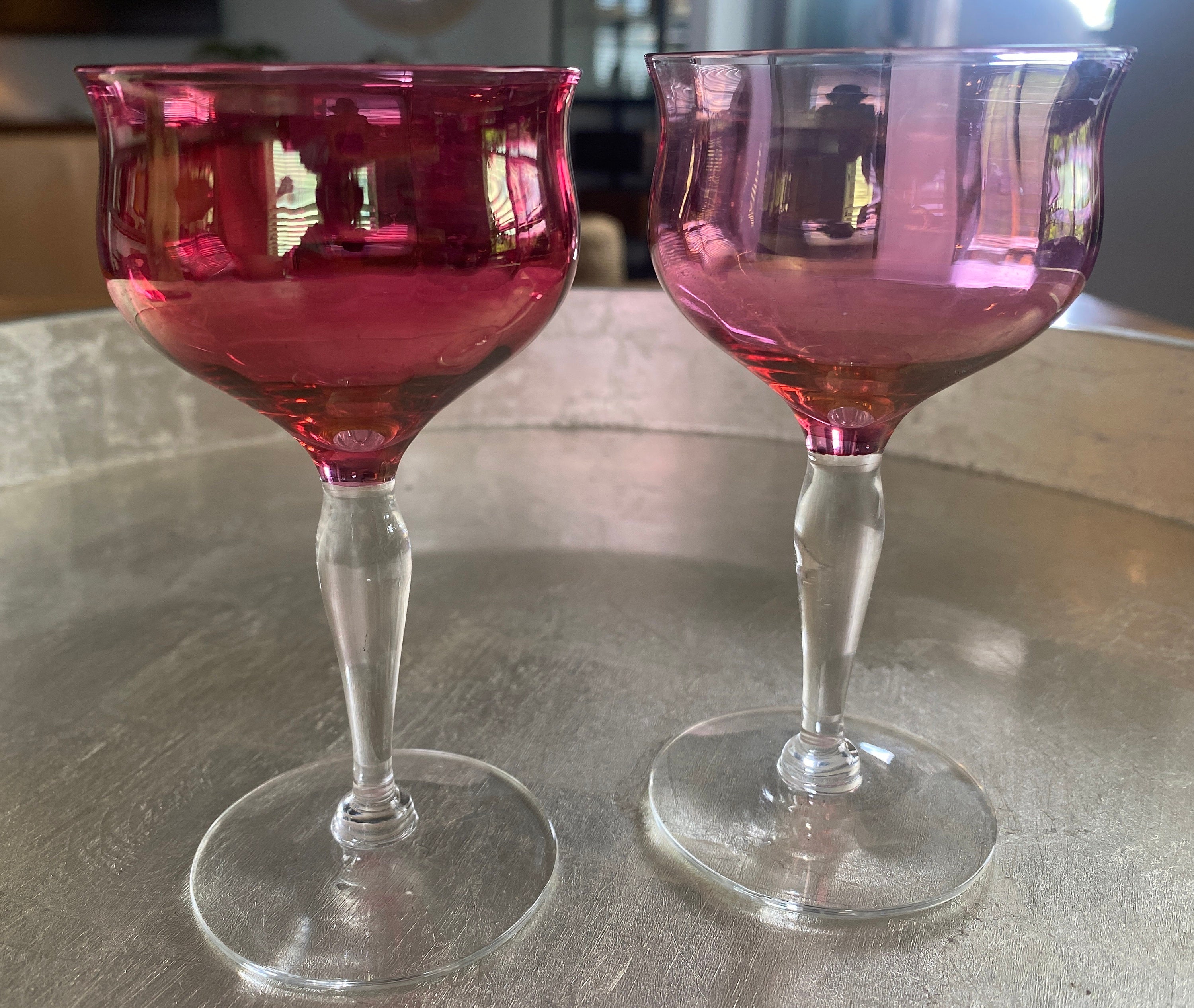 Fuchsia Decorative Stem Cocktail Glasses Set of Two – Rosemary Home