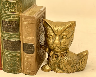 Vintage Brass Cat Figurine 3" Solid Brass Animal Figurine - Vintage Brass Kitty Cat w/ Bow Tie - 3" Brass Cat Statue Sculpture