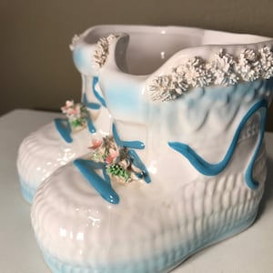 Relpo Baby Bootie Planter - Baby&#39;s Room Vintage Planter Baby Shoe - Baby Shower Gift - Nursery Decor