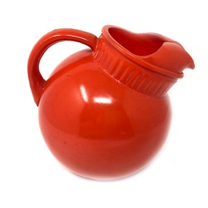 Vintage Anchor Hocking Orange Tilt Ball Pitcher Fire King Rainbow Anchor Hocking Red Orange Water Pitcher Mid Century Iced Tea Pitcher Retro