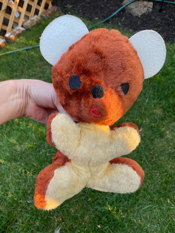 Vintage 1960s Plush Brown Teddy Bear With Felt Ears - Etsy
